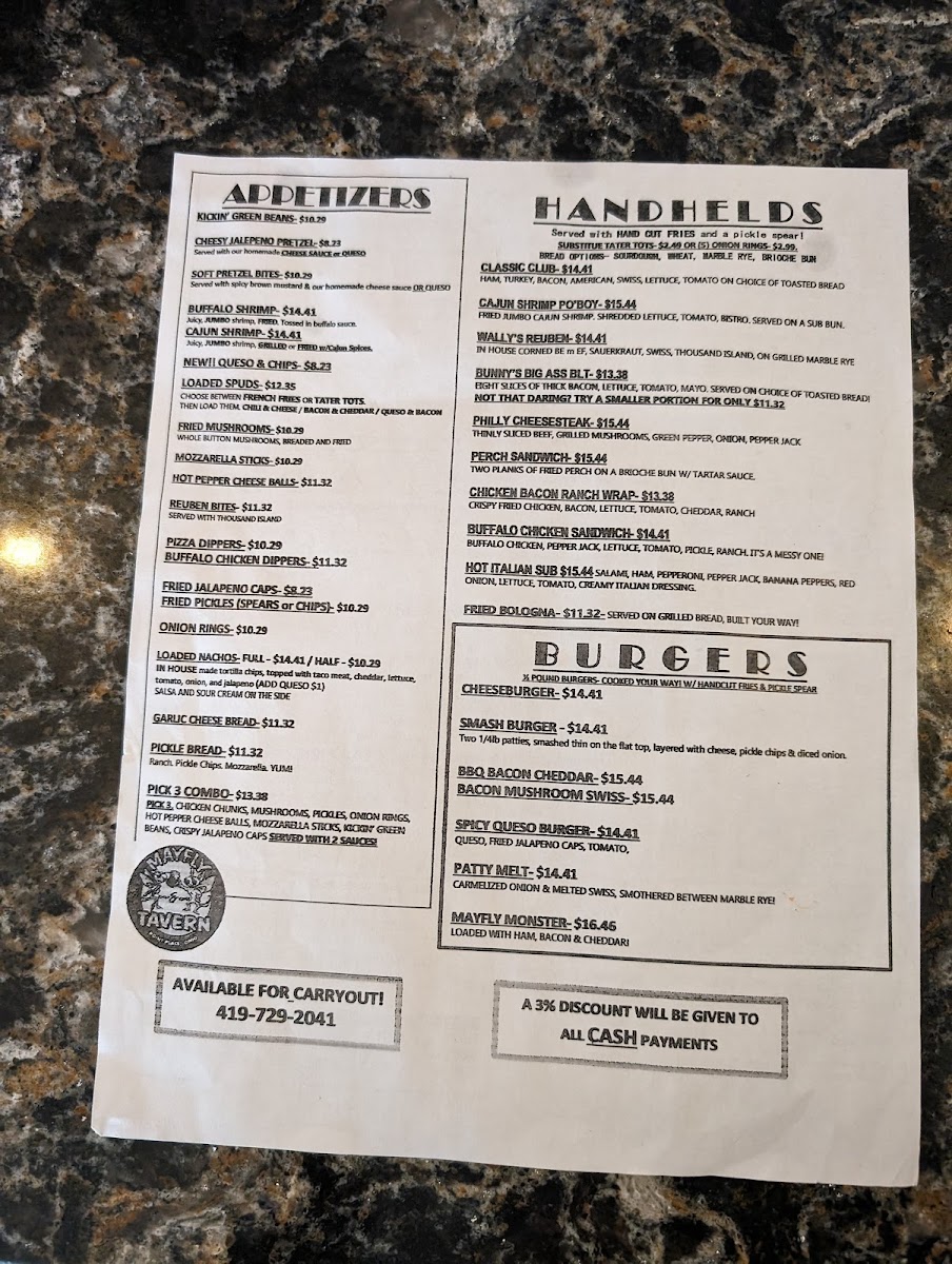 Mayfly Tavern Menu-1
